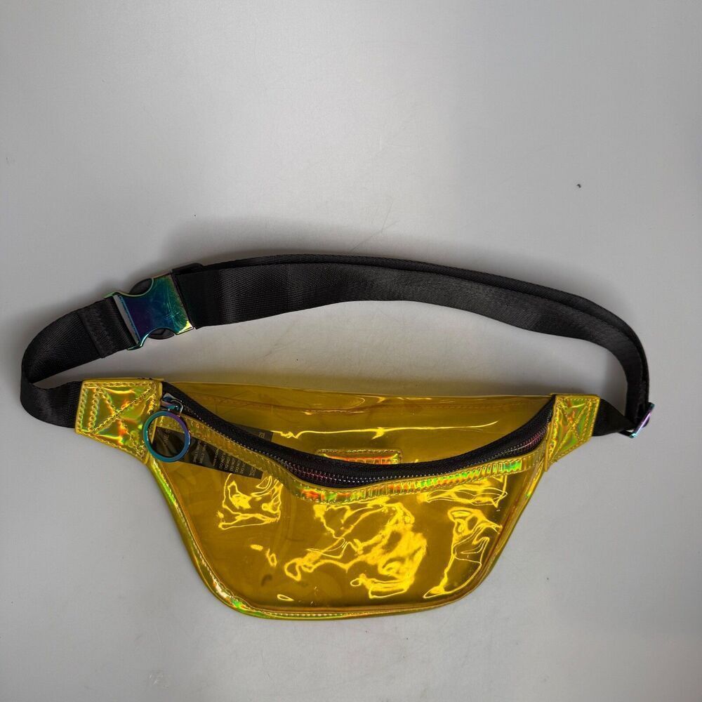 Like Dreams Yellow Clear Fanny Pack Waist Crossbody Bag 11"x6"x3" GUC Adjustable - Picture 6 of 16